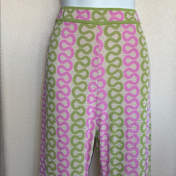 HOUSE OF HARLOW 1960 Green Pink Patterned Women's Knit Pants. Tall. Large - Picture 7 of 15